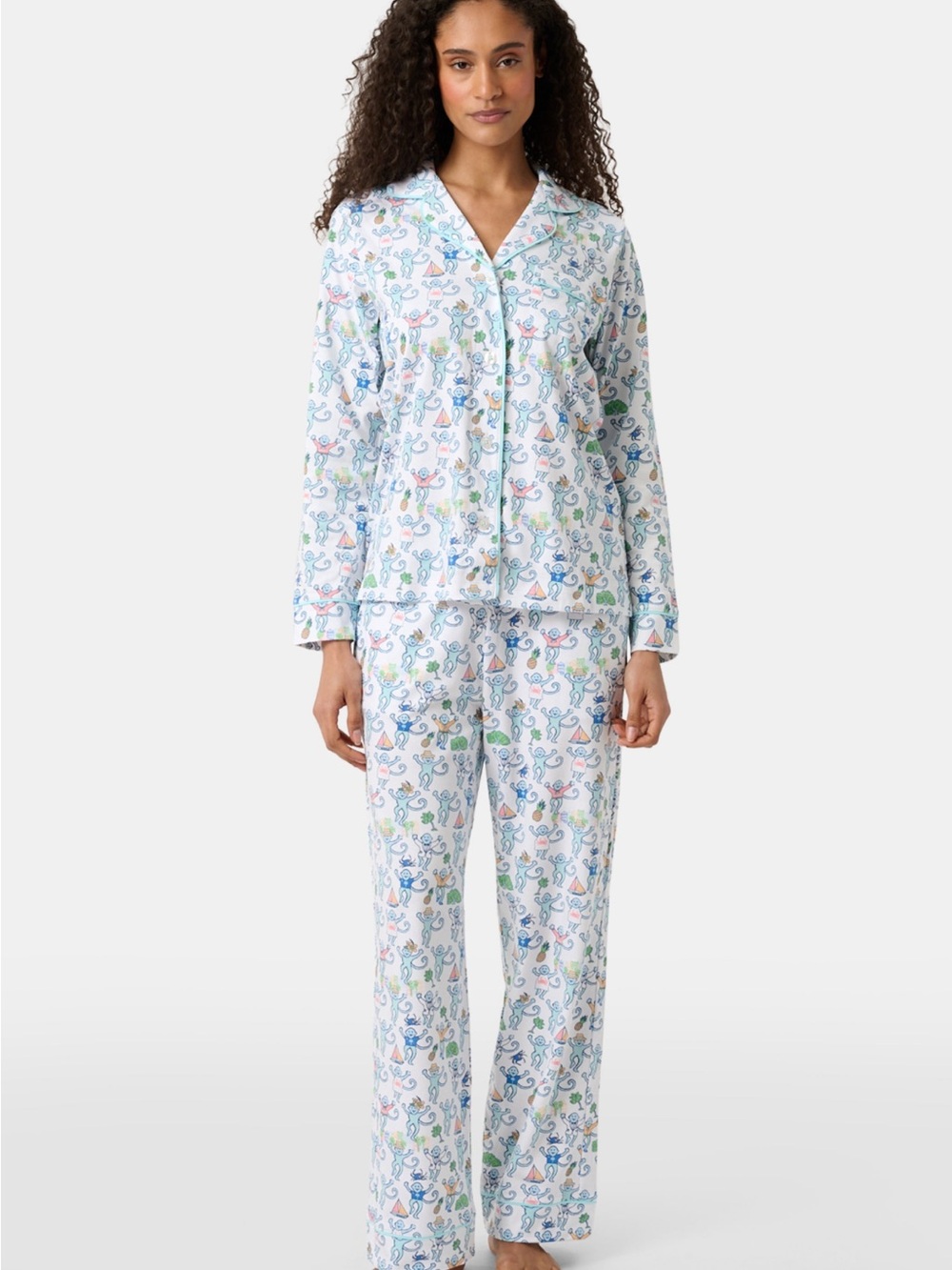 Charleston Monkey Long Sleeve Polo Pajamas